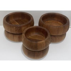 Vintage Set 4 Lg & 2 Sm MCM Dansk IHQ Teak Wood Salad Serving Bowl